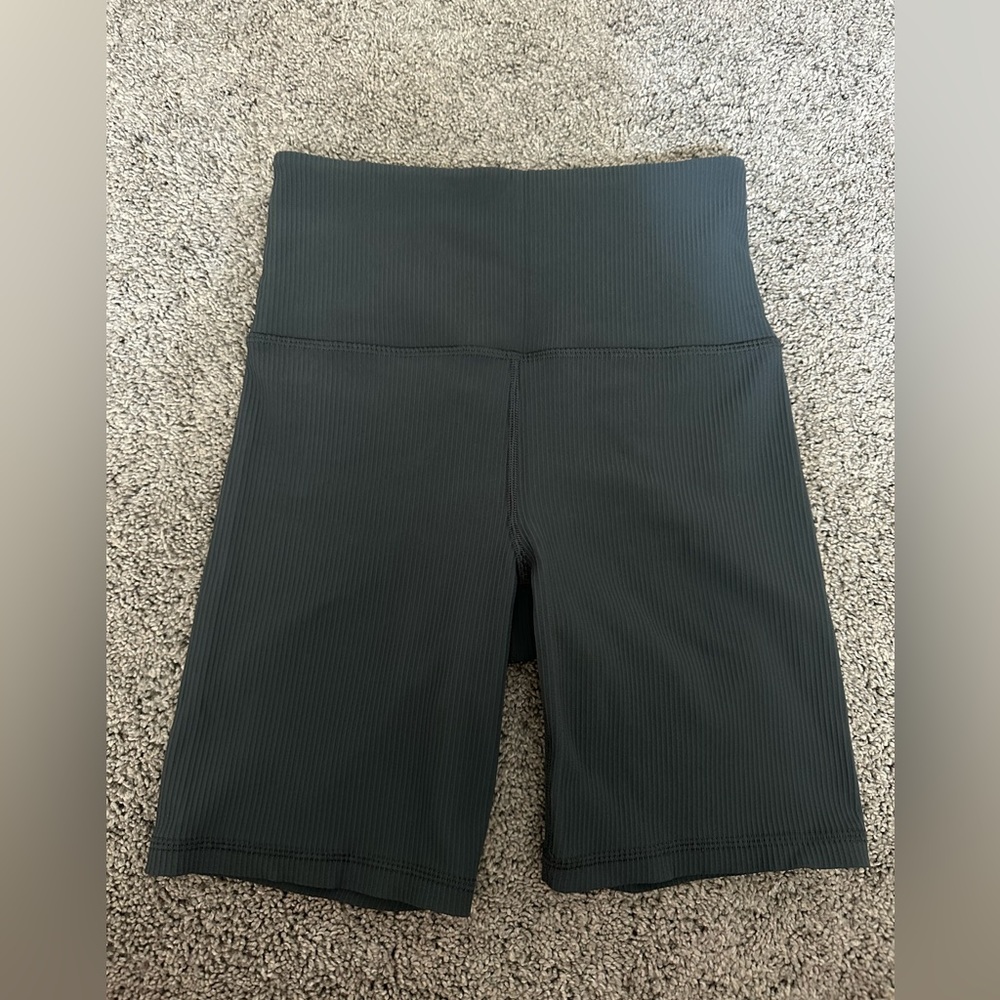 Athleta Black Ribbed High-Waist Athletic Bike Shorts